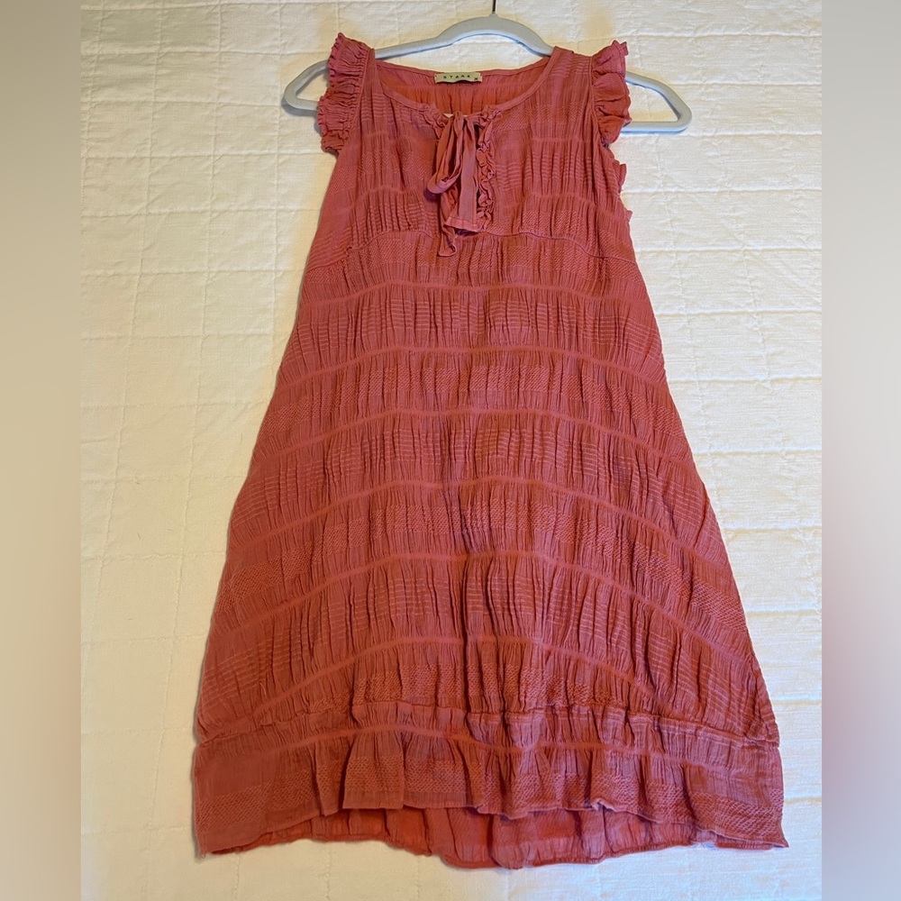 Pink/ coral ruffle mini dress
